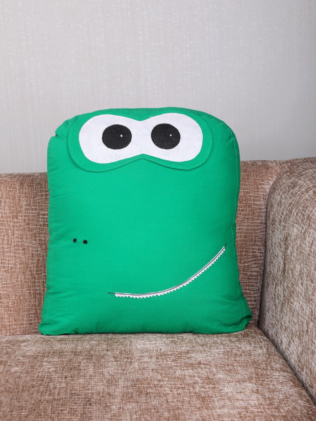 

My Gift Booth Green & White Printed Green Crocodile Shape Cushion