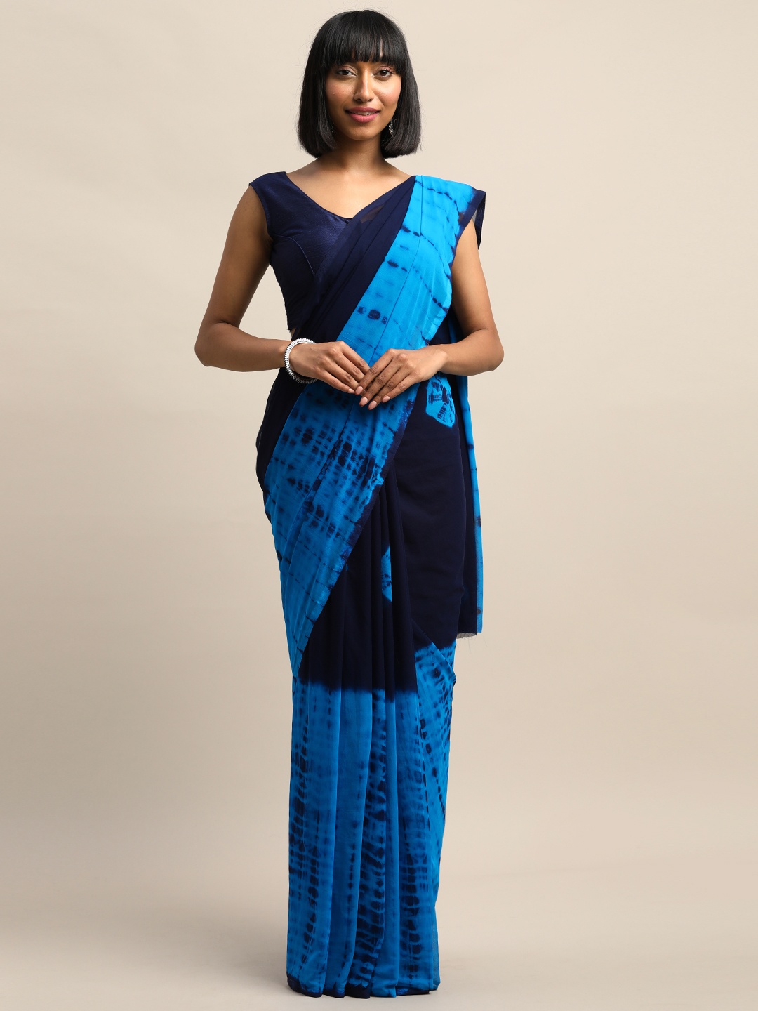 

Shaily Navy Blue & Navy Blue Dyed Saree