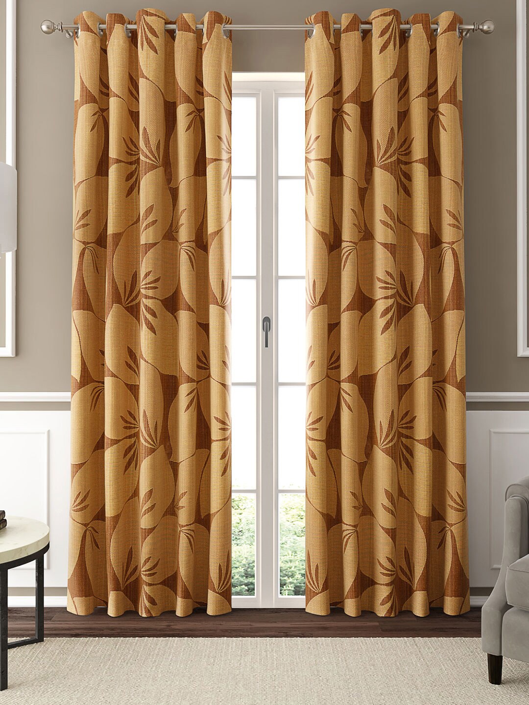 

GM Brown Set of 2 Printed Curtain