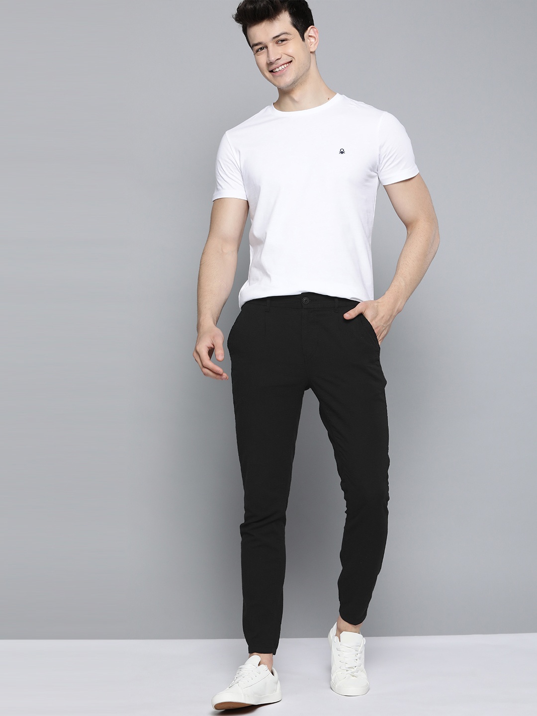 

Mast & Harbour Men Black Pure Cotton Regular Fit Self-Design Joggers