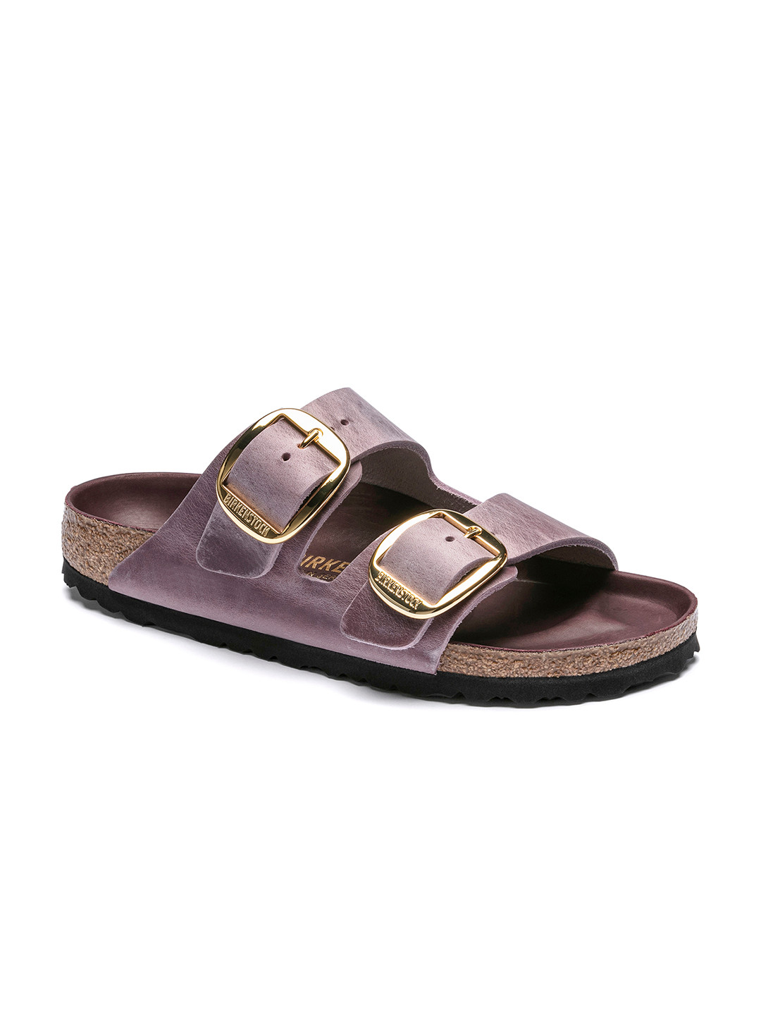 

Birkenstock Women Purple Leather Arizona Narrow Width Open Toe Flats