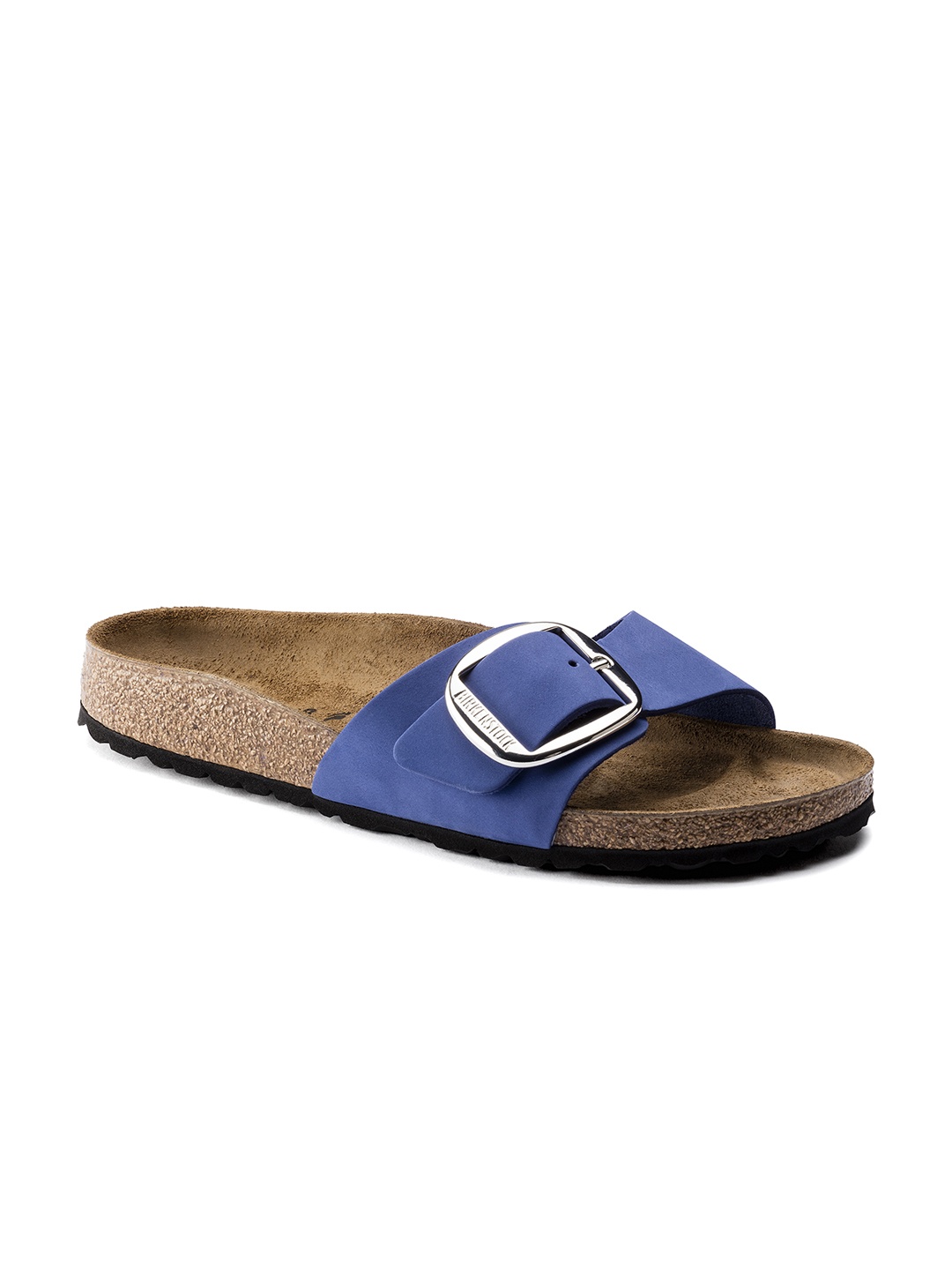 

Birkenstock Women Blue Solid Leather Madrid Big Buckle Narrow Width Flats