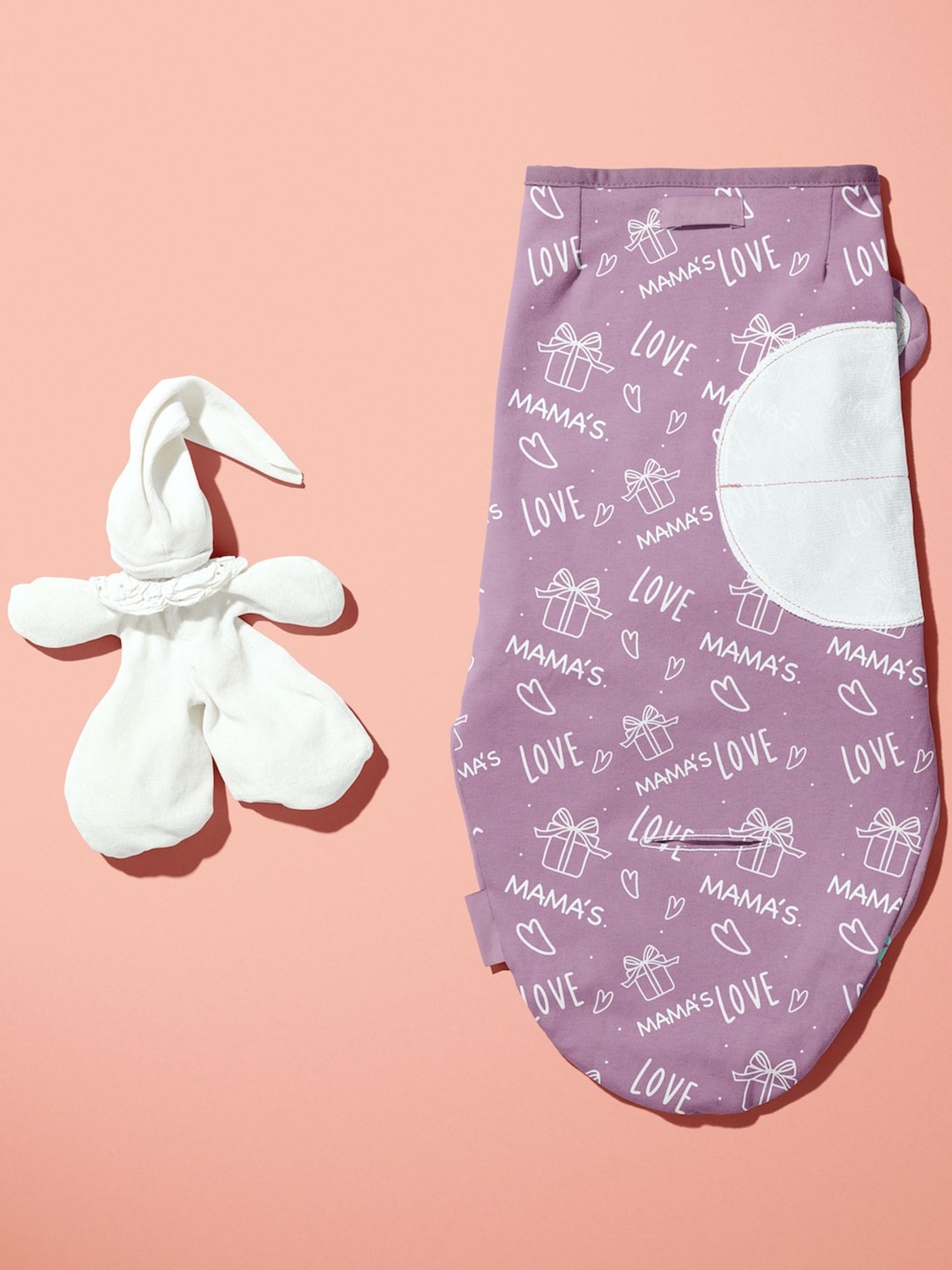 

Polka Tots Infant Kids Purple & White Printed 100% Organic Cotton Sustainable Swaddles