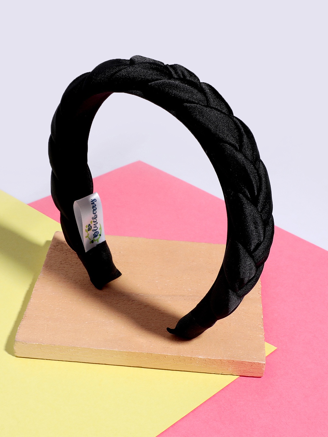 

Blueberry Women Black Braided Satin Hairband