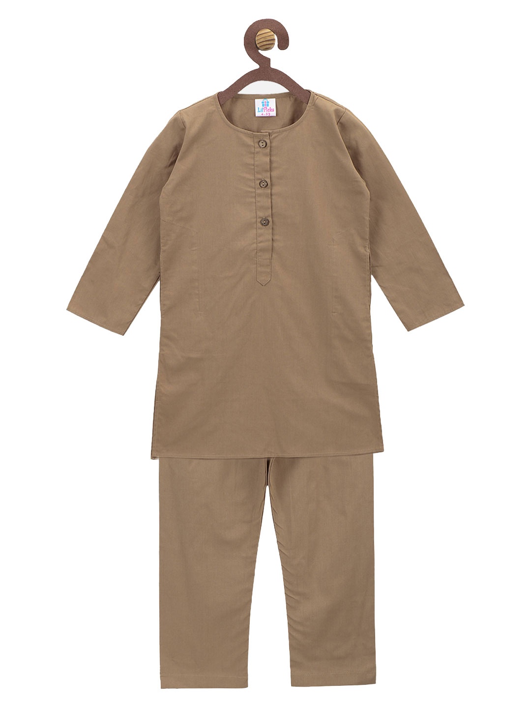 

LilPicks Boys Beige Solid Kurta with Pyjamas