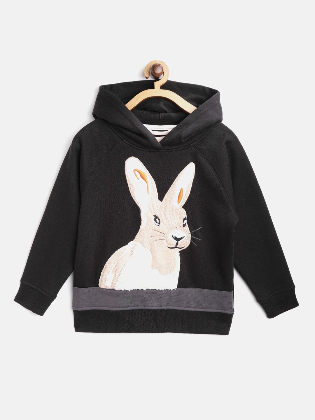 

Cherry Crumble Boys and Girls Black Animal Applique Hoodie Sweatshirt