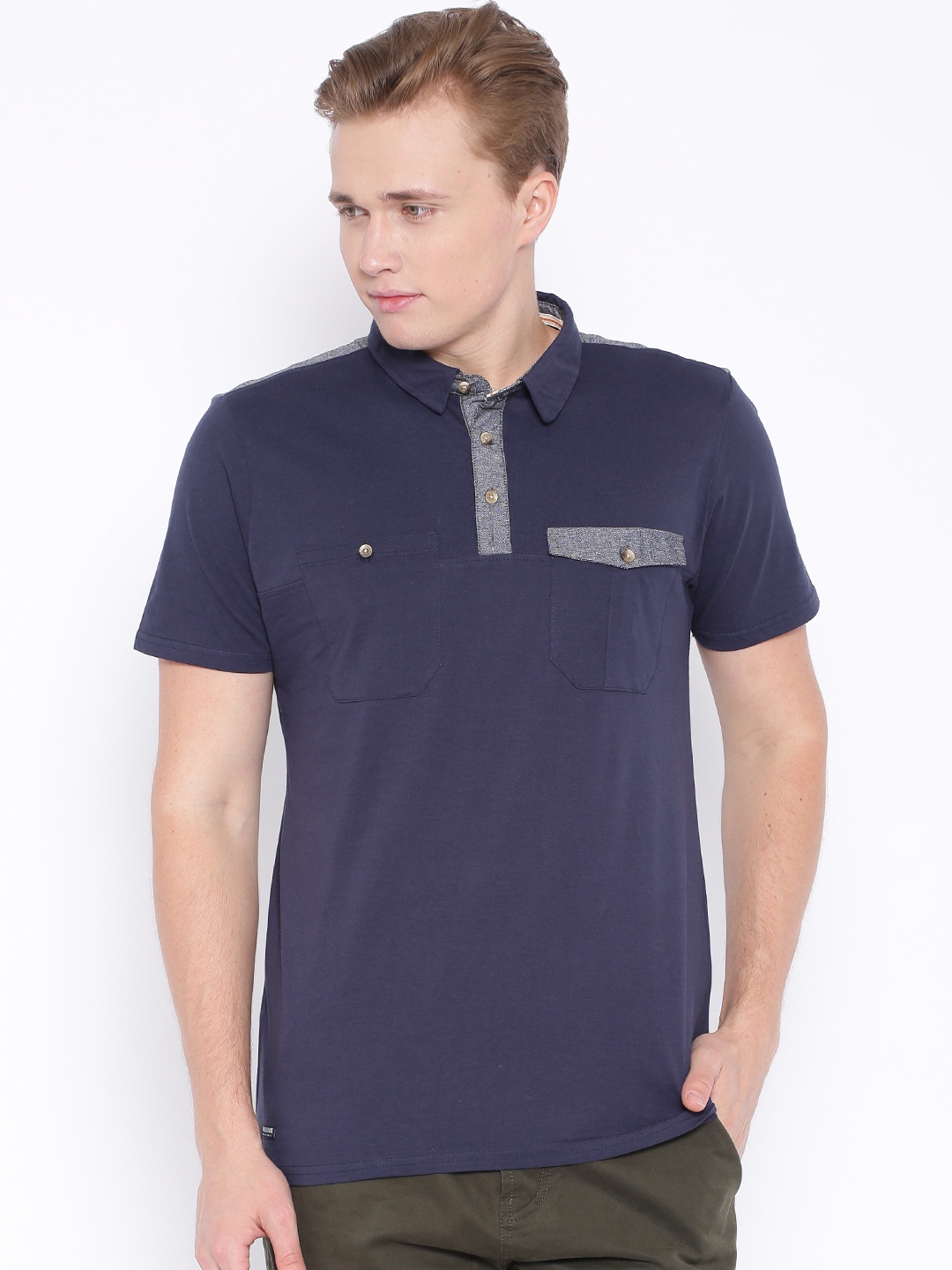 

Threadbare Navy Polo Pure Cotton T-shirt, Navy blue