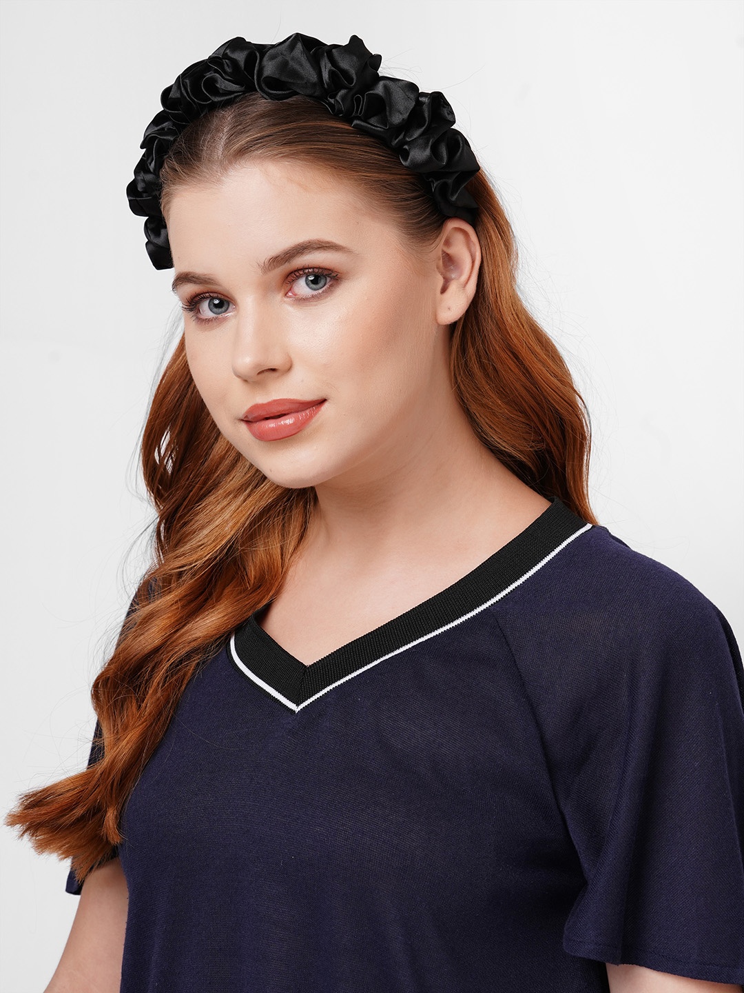 

ToniQ Black Satin Alice Ruffled Hairband
