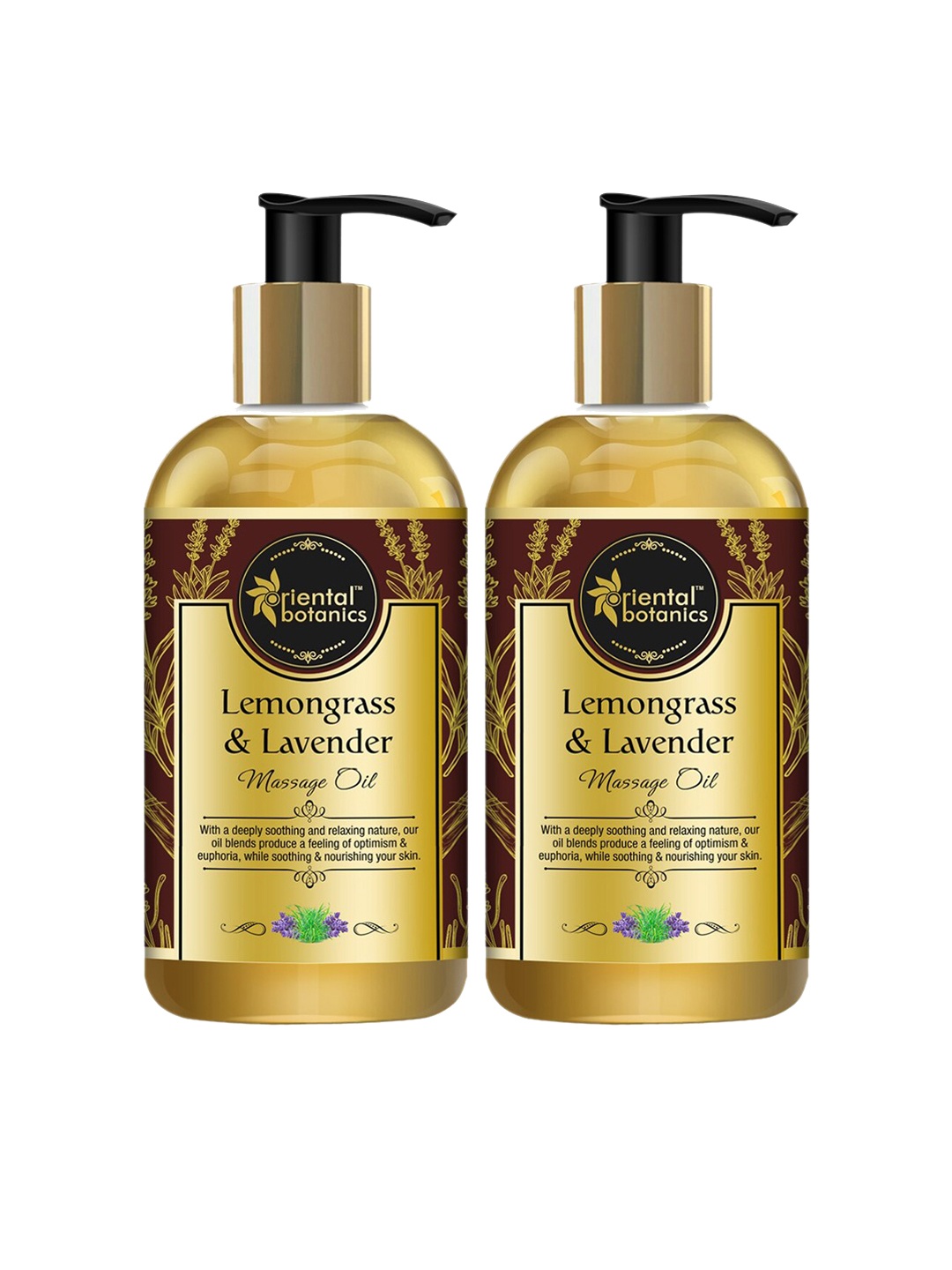 

Oriental Botanics Set Of 2 Lemongrass & Lavender Body Massage Oil 400ml, Gold