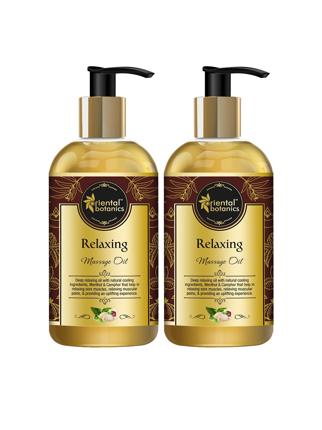 

Oriental Botanics Unisex Pack Of 2 Relaxing Body Massage Oil 400ml, Brown