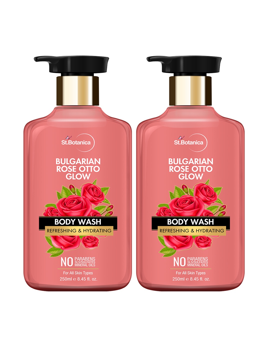

St.Botanica Unisex Pack Of 2 Bulgarian Rose Otto Glow Body Wash 500 ml, Pink