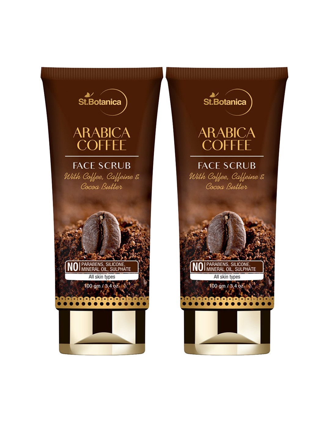 

StBotanica Set Of 2 Arabica Coffee Face Scrub 100g, Brown