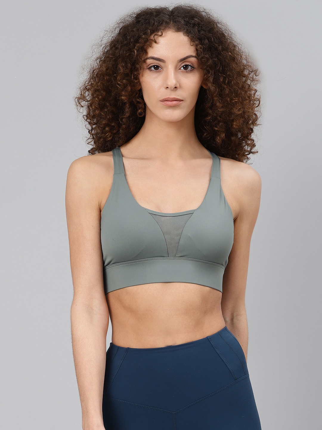 

Fitkin Green Solid Non-Wired Lightly Padded Workout Bra B31