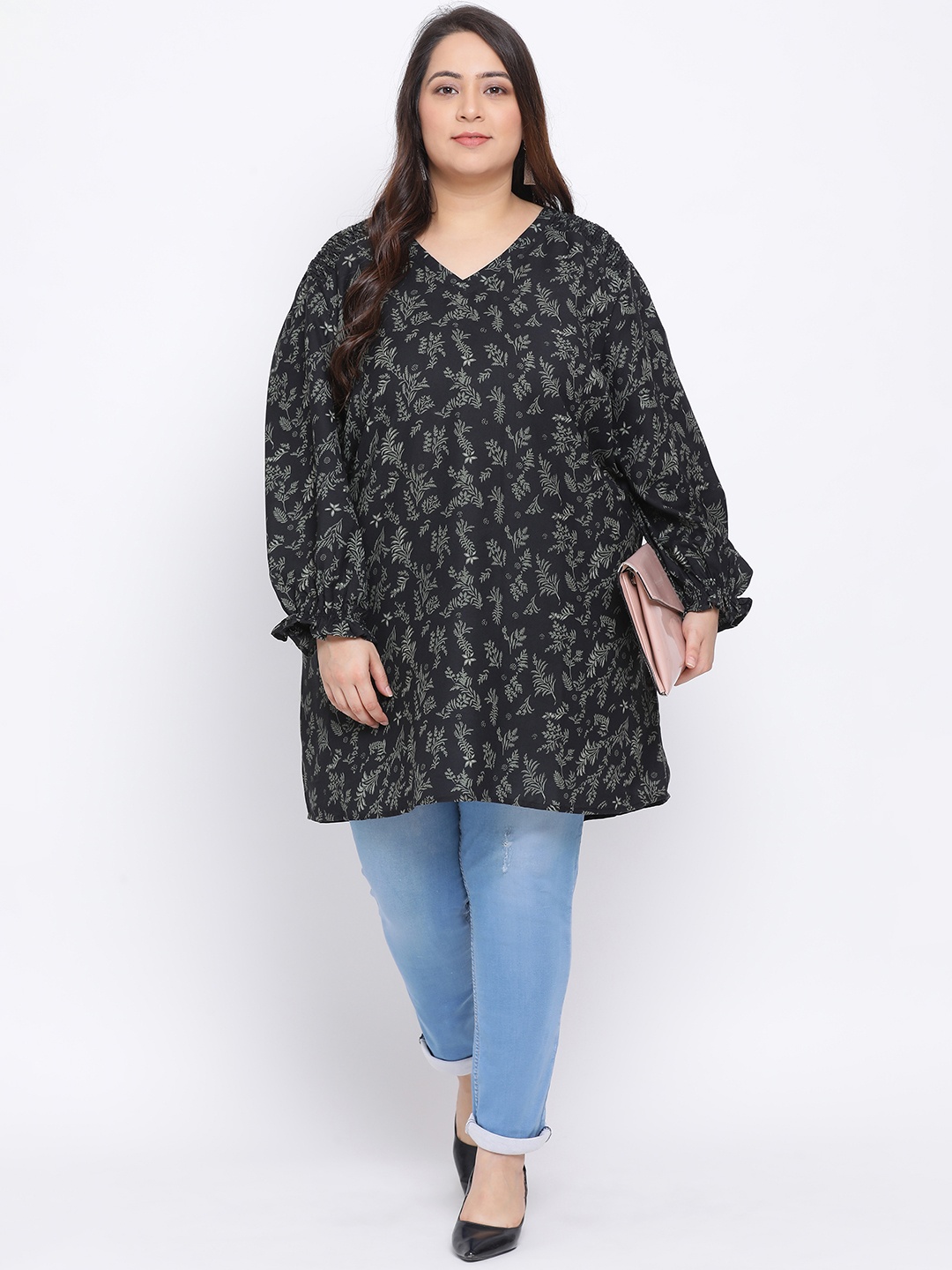 Oxolloxo Women Black Printed Tunic