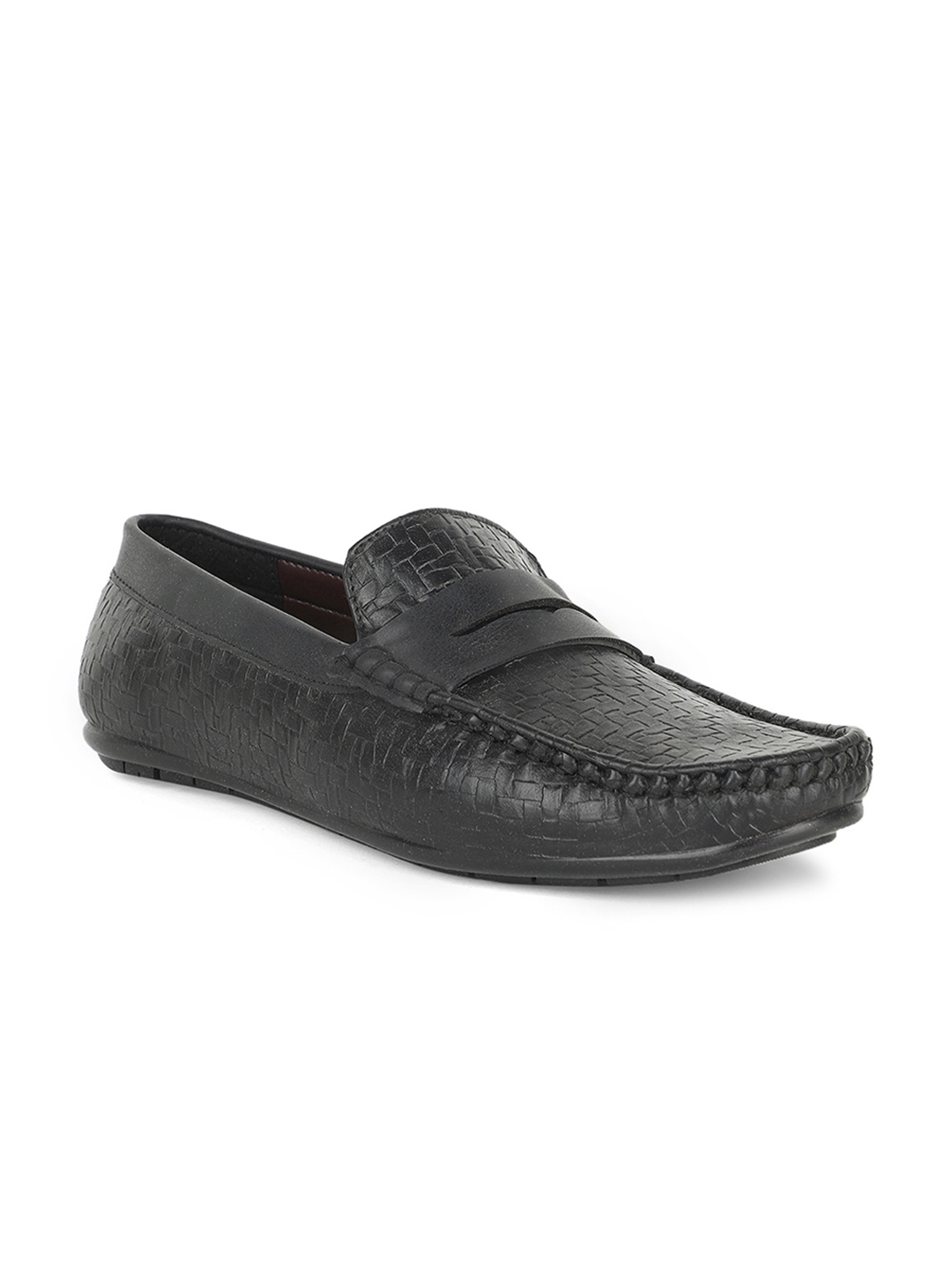 

Khadims Men Black Woven Design Formal Loafers