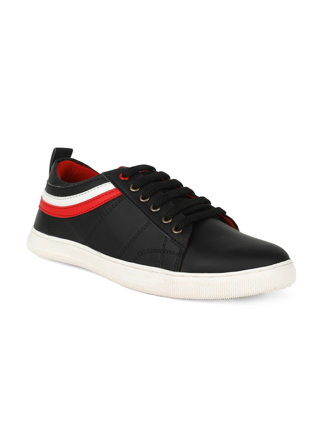 

Khadims Men Black & Red Striped Sneakers