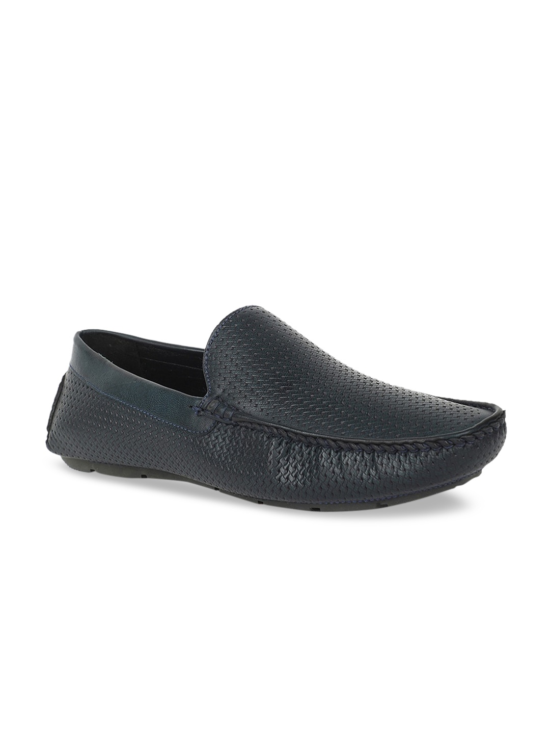 

Khadims Men Navy Blue Textured Loafers