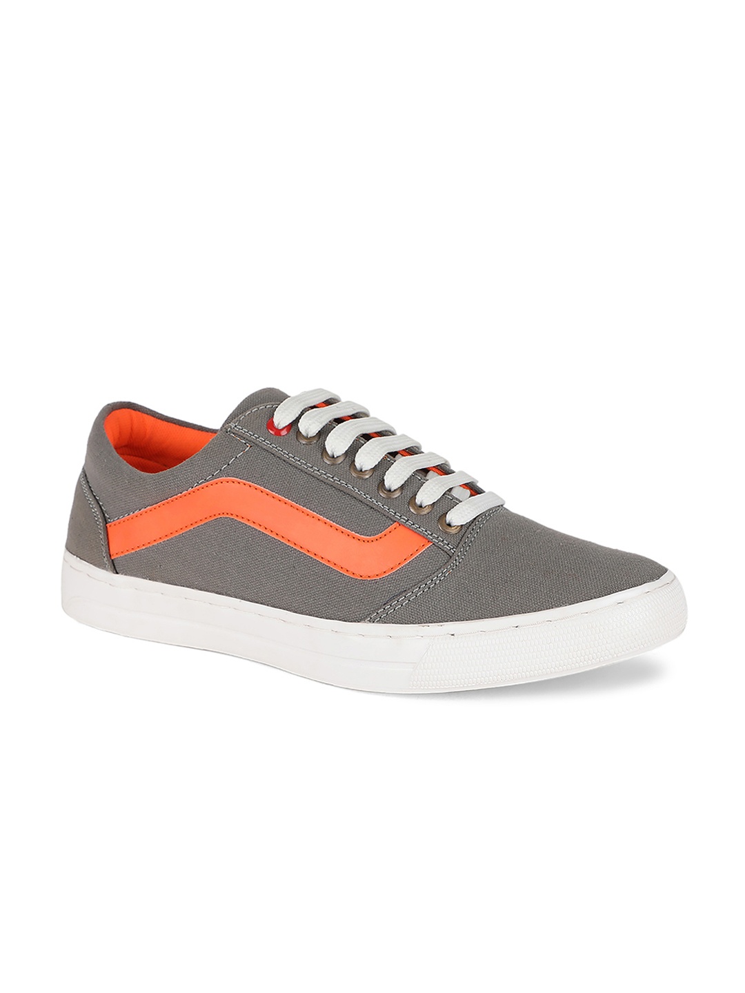 

Khadims Men Grey & Orange Colourblocked Sneakers