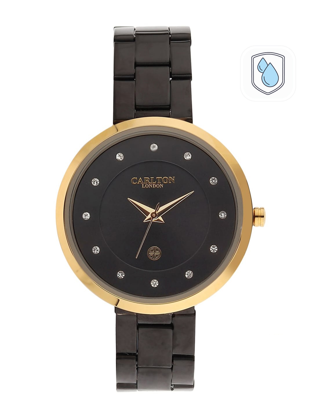 

Carlton London Women Black & Rose Gold Analogue Watch