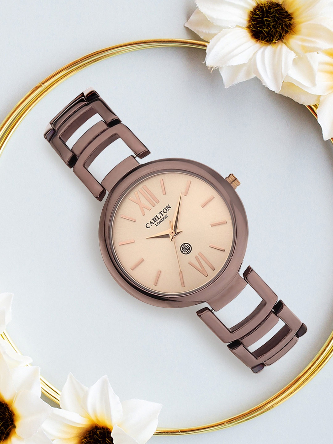 

Carlton London Women Brown & Rose Gold Analogue Watch