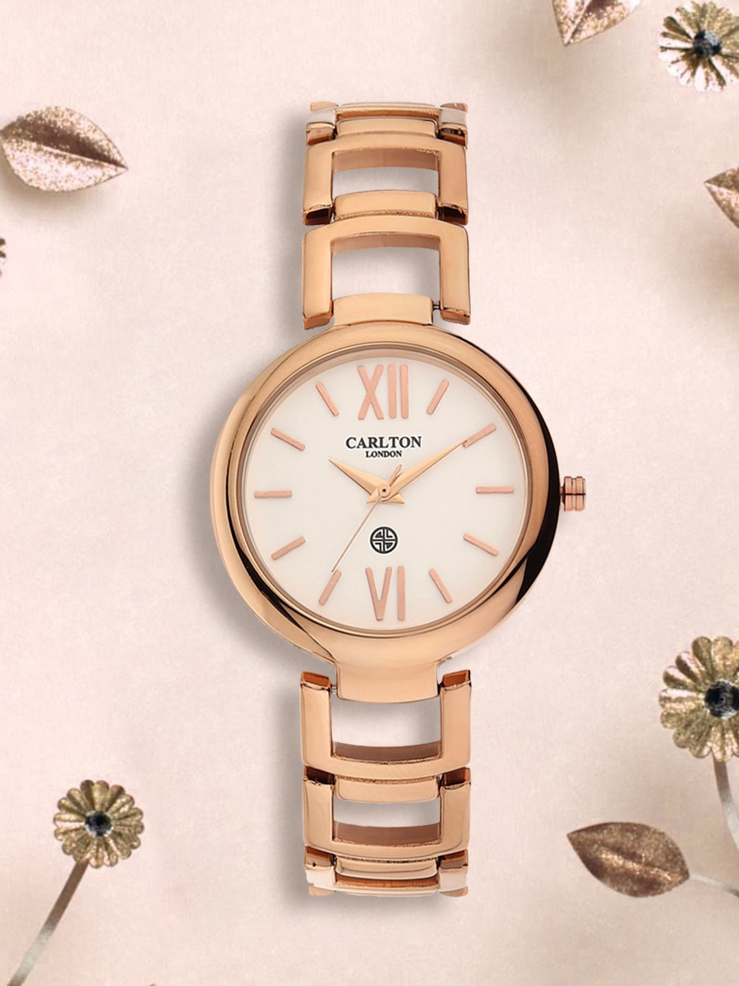 

Carlton London Women Rose & Off-White Analogue Watch