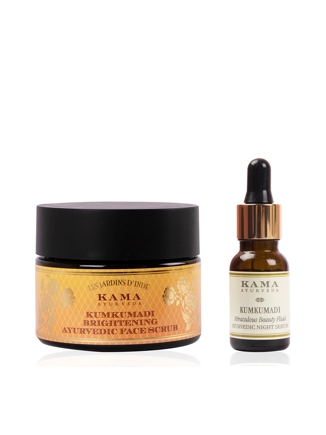 

KAMA AYURVEDA Set of Kumkumadi Brightening Face Scrub & Kumkumadi Beauty Fluid Night Serum, Brown