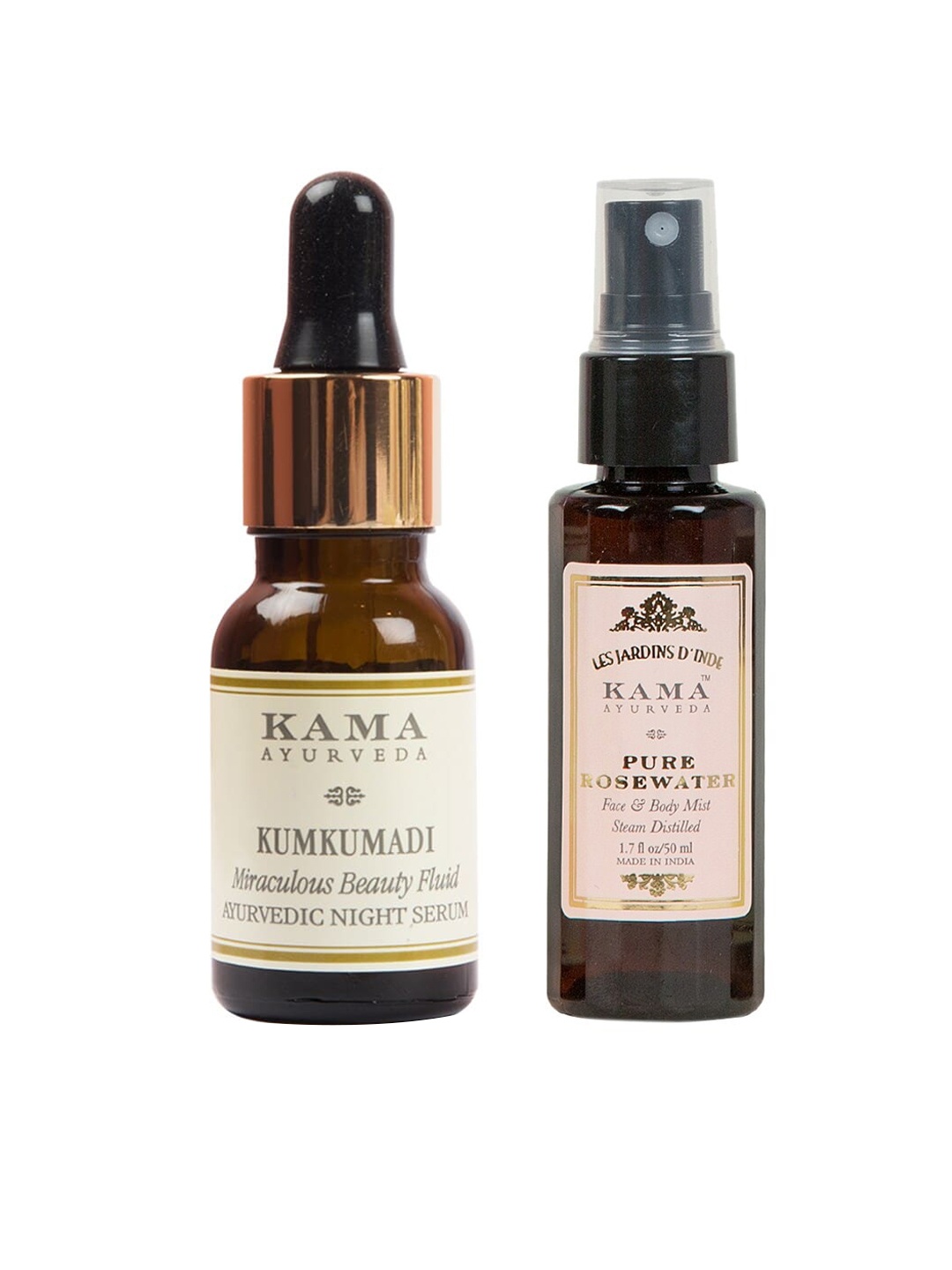 

KAMA AYURVEDA Set of Night Serum & Rose Water Face Body Mist, Brown