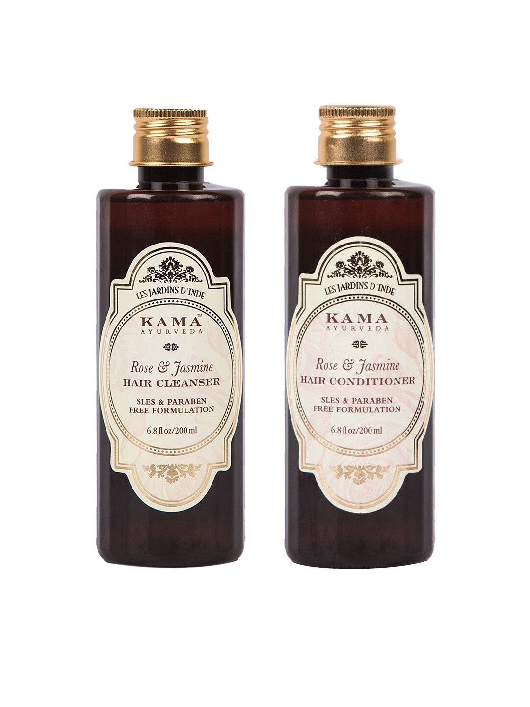 

KAMA AYURVEDA Set of Rose And Jasmine Hair Cleanser & Conditioner, Brown