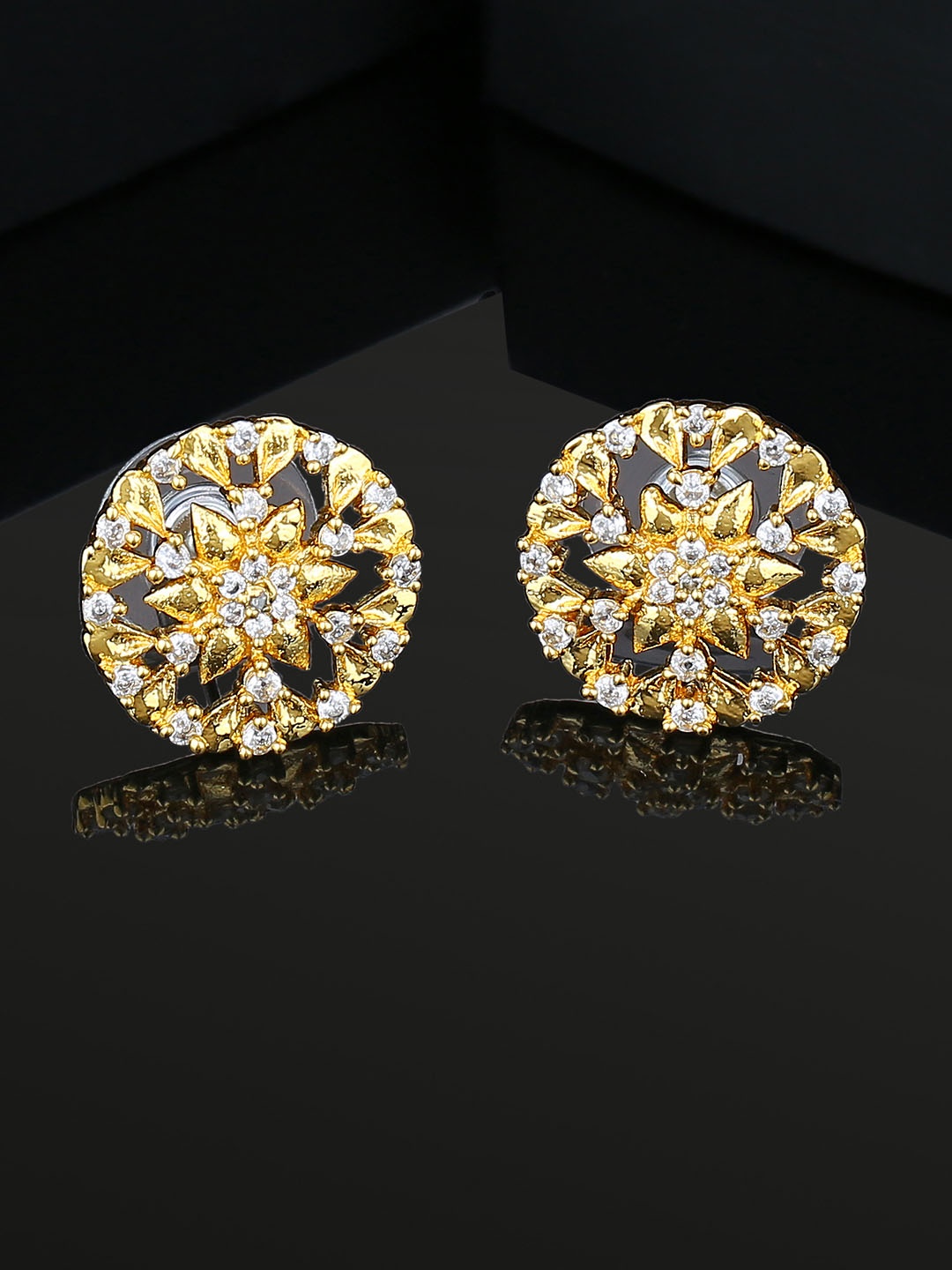 

Estele Gold-Plated & White Oval AD Studded Studs