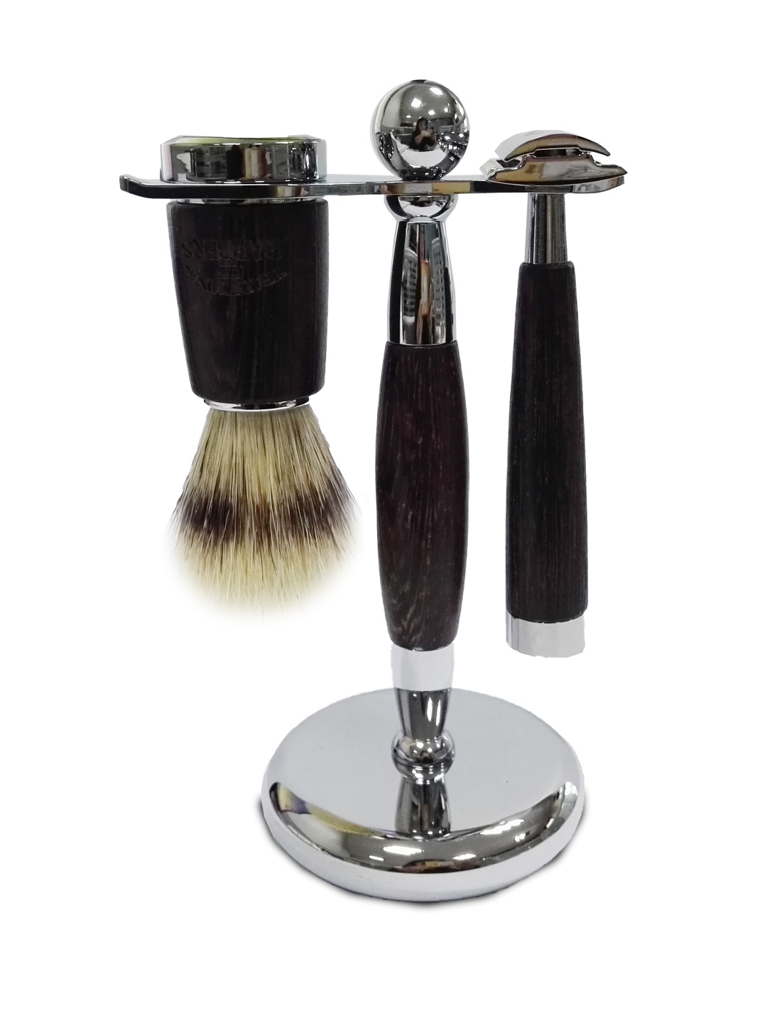 

Wahl Traditional Barber 3 Piece Wenge Wood Premium Shave Set with Boar Bristle Brush, Black