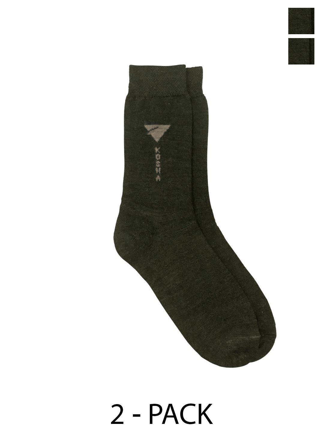 

Kosha Men Pack of 2 Solid Regular Length Warm Woolen Socks, Olive