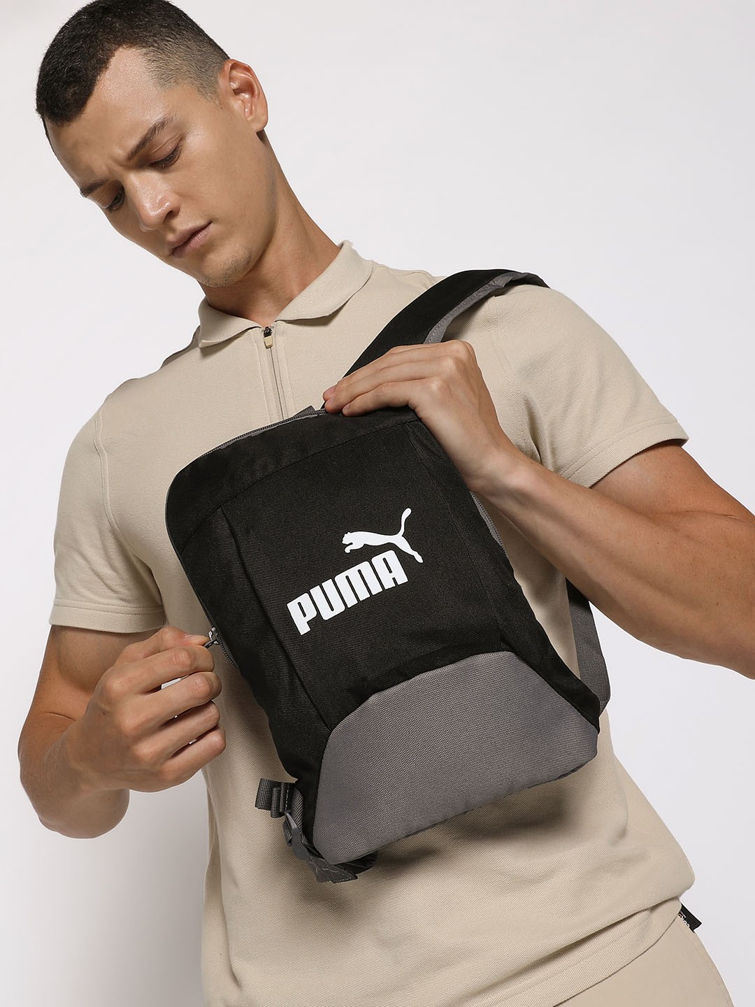 

Puma Unisex Black Brand Logo Printed Daypack IND III Backpack