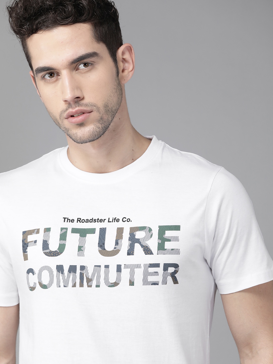 

The Roadster Lifestyle Co Men White Pure Cotton Printed Round Neck Pure Cotton T-shirt