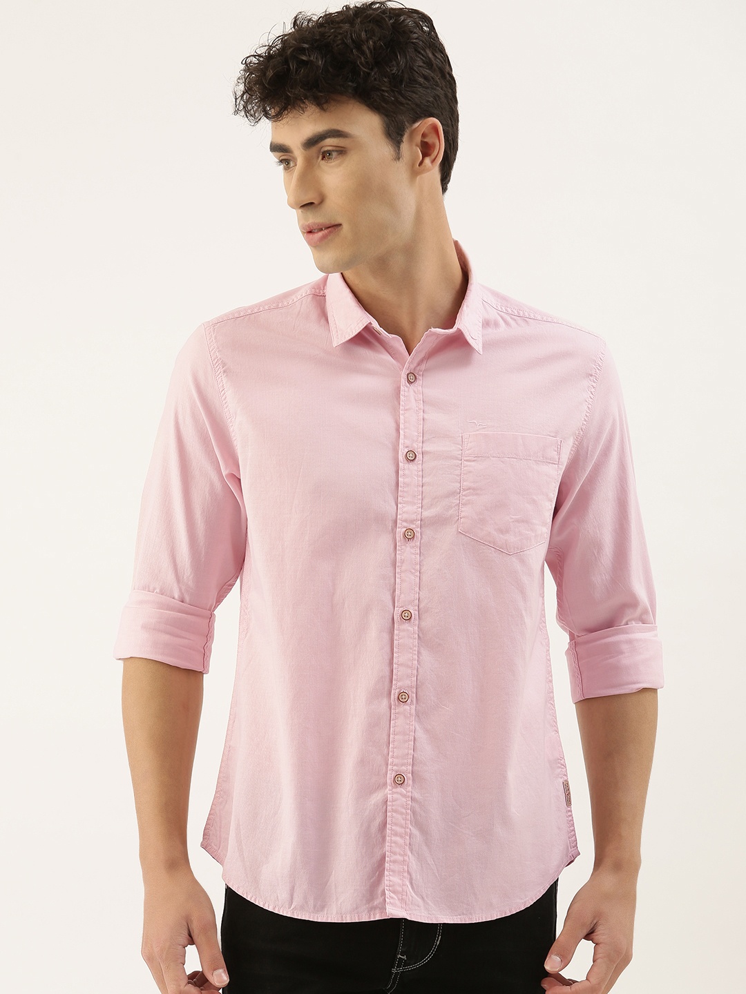 

Flying Machine Men Pink Slim Fit Solid Casual Shirt