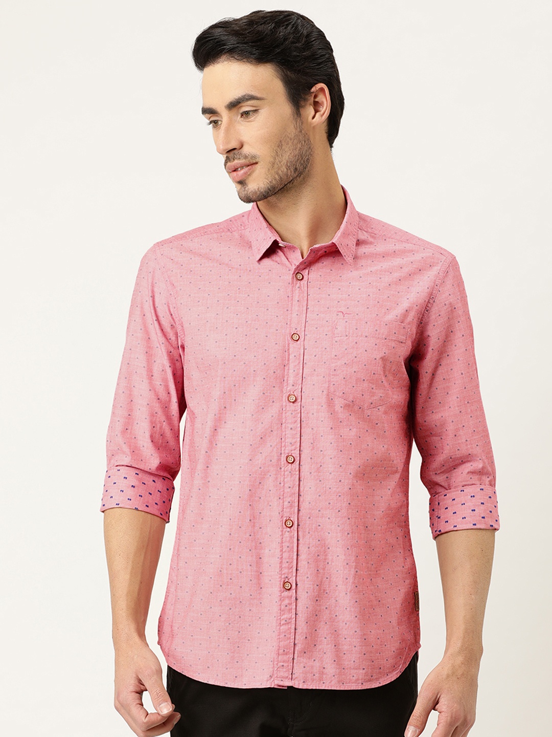 

Flying Machine Men Red Slim Fit Printed Casual Shirt