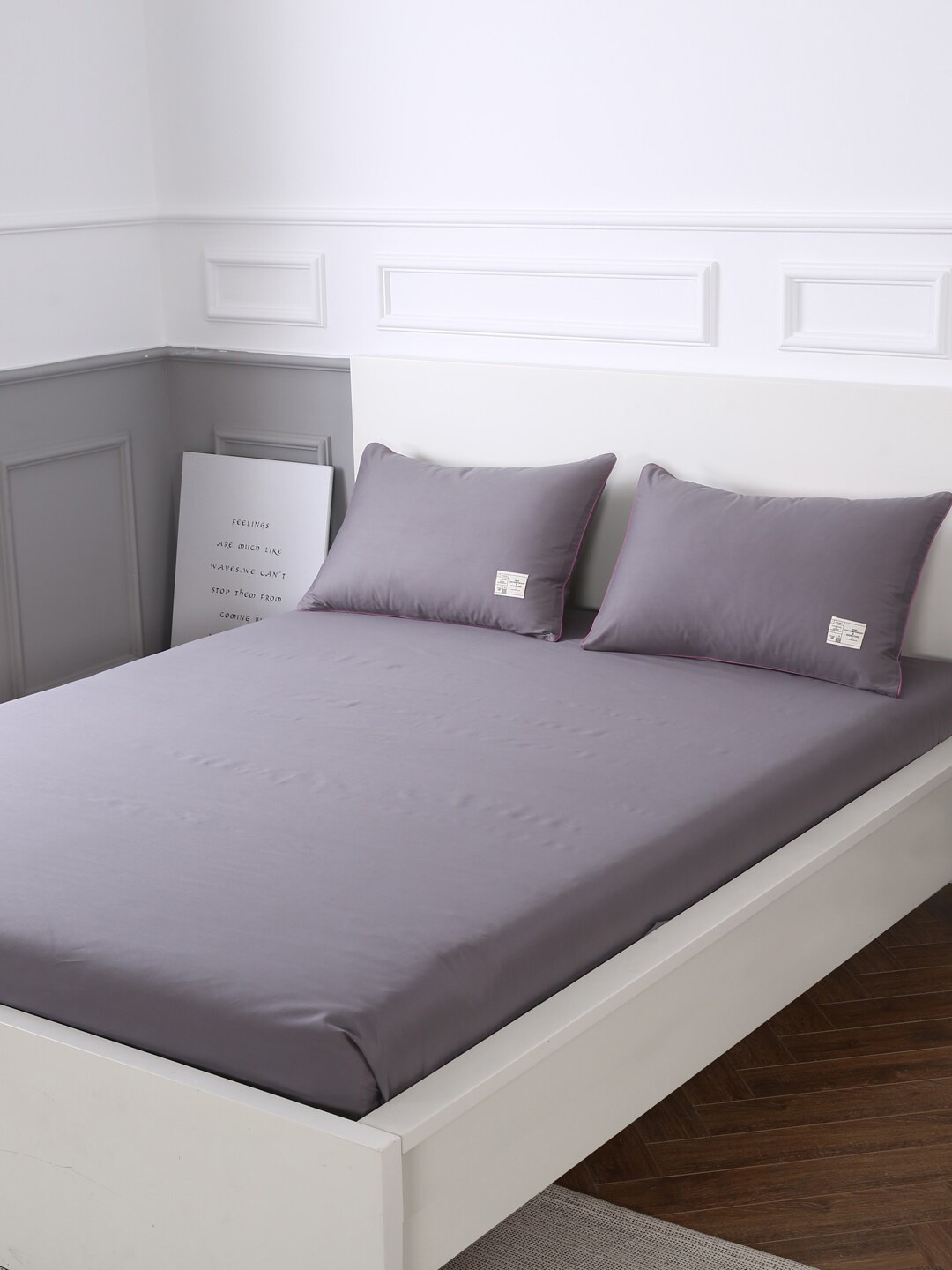

URBAN DREAM Grey Solid 210 TC Cotton 1 King Bedsheet with 2 Pillow Covers