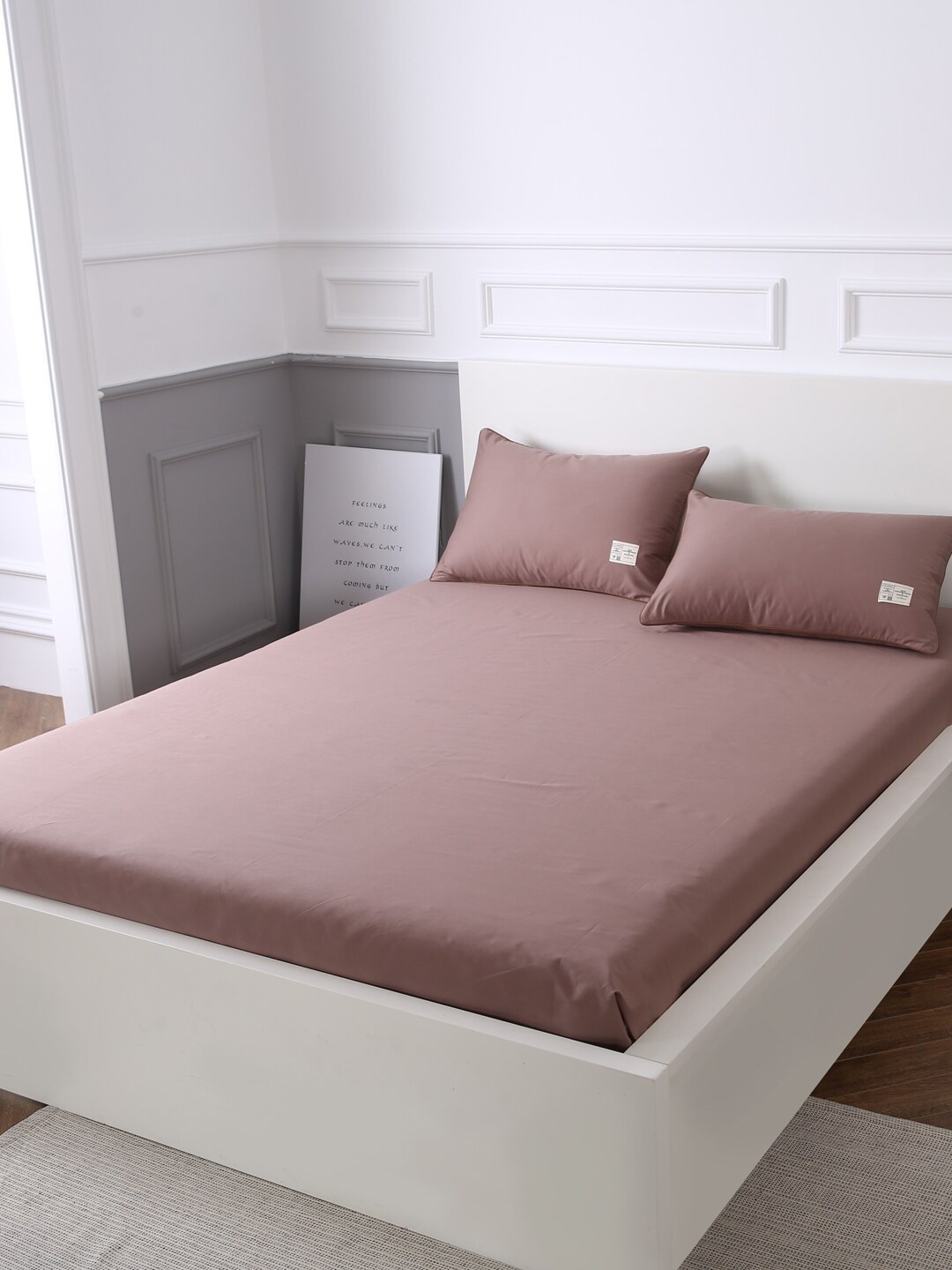 

URBAN DREAM Brown Solid 210 TC Cotton 1 King Bedsheet with 2 Pillow Covers