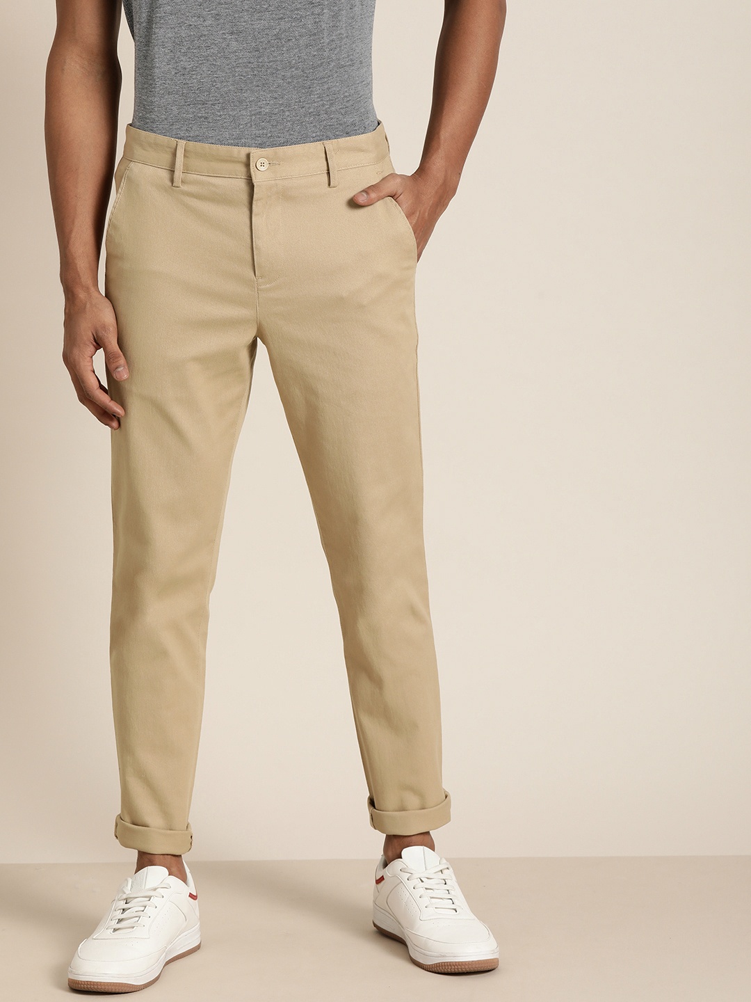 

INVICTUS Men Khaki Regular Fit Solid Regular Chinos