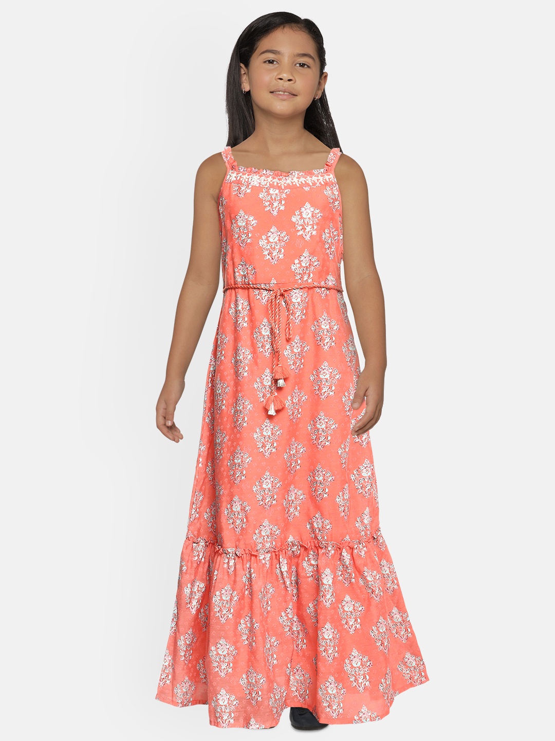 

Global Desi Girls Pink Printed Maxi Dress
