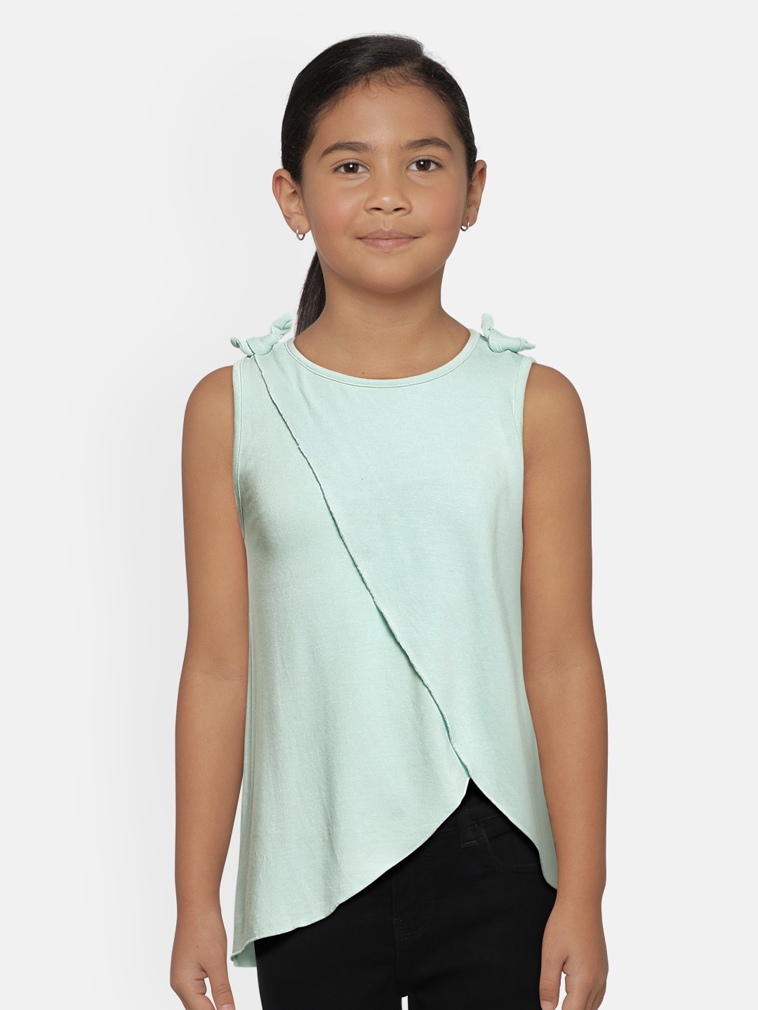 

Global Desi Girls Blue Solid A-Line Top