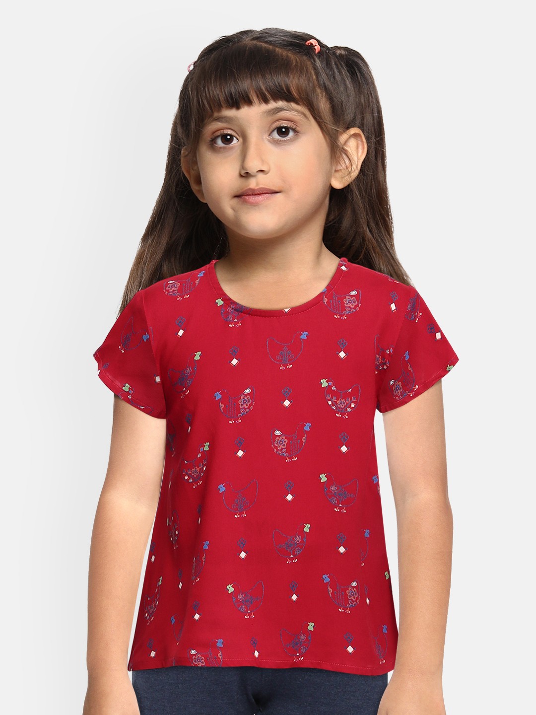 

Global Desi Girls Red Printed A-Line Top