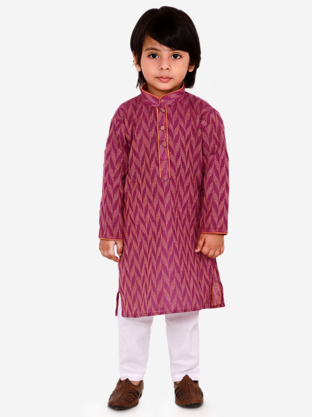 

KID1 Boys Magenta Woven Design Kurta with Pyjamas