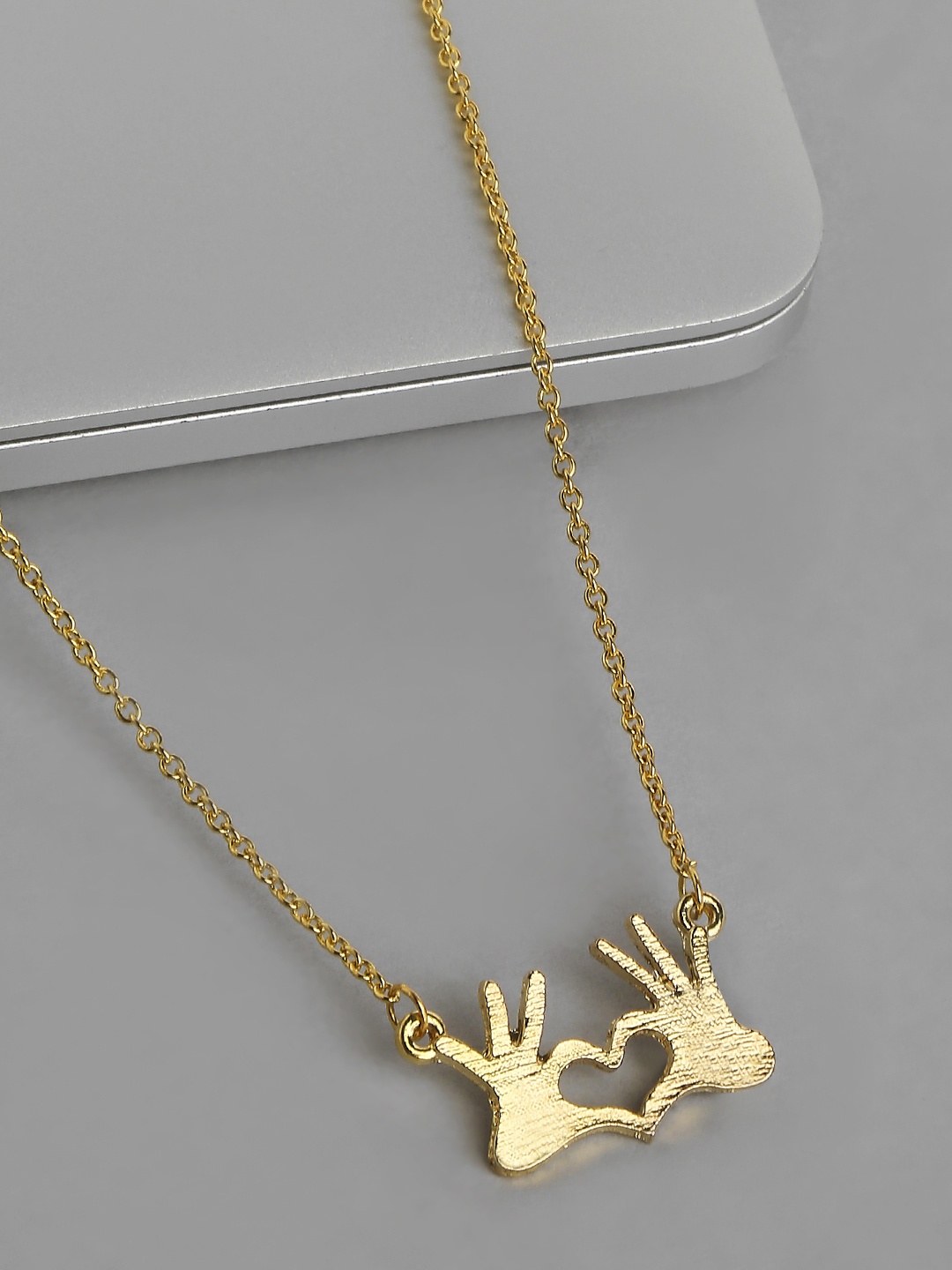 

OOMPH Women Gold-Plated Hand Heard-Shaped Handcrafted Necklace