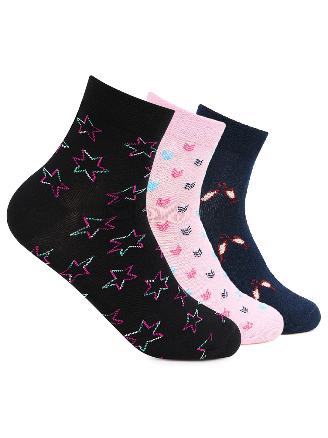 

Bonjour Women Pack Of 3 Assorted Ankle-Length Socks