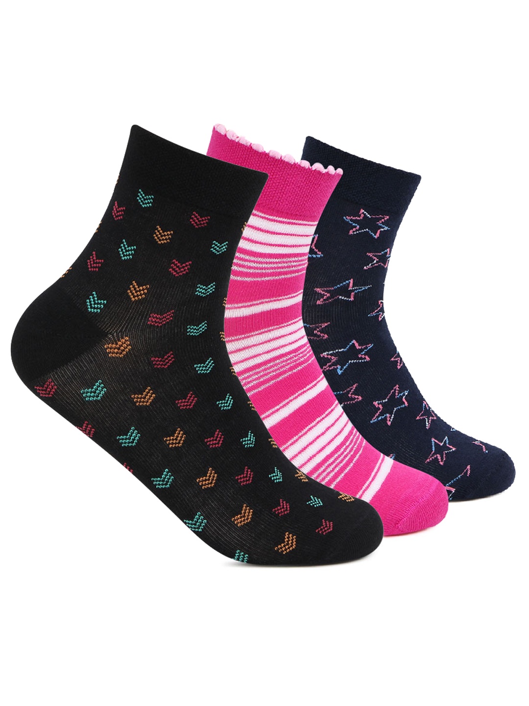 

Bonjour Women Pack Of 3 Assorted Ankle-Length Socks