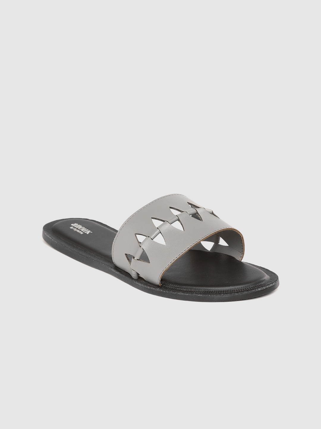 

Anouk Women Grey Laser Cut Open Toe Flats