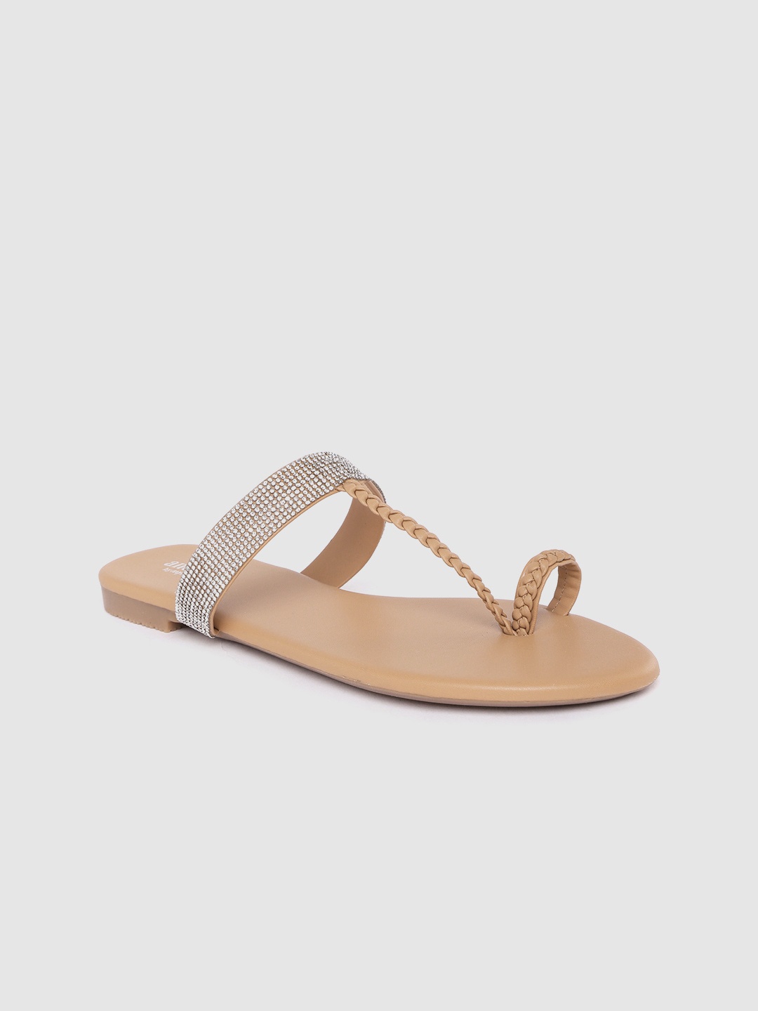 

Anouk Women Beige Embellished One Toe Flats