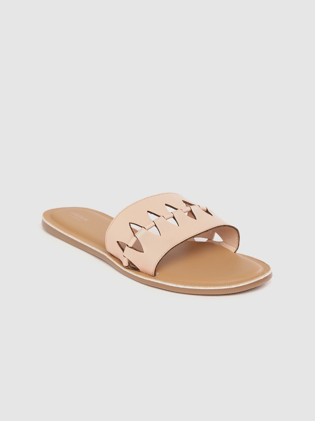 

Anouk Women Peach-Coloured Laser Cut Open Toe Flats