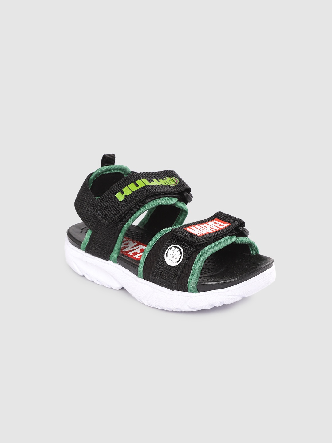 

toothless Boys Black & Green Marvel Avengers Hulk Print Sports Sandals