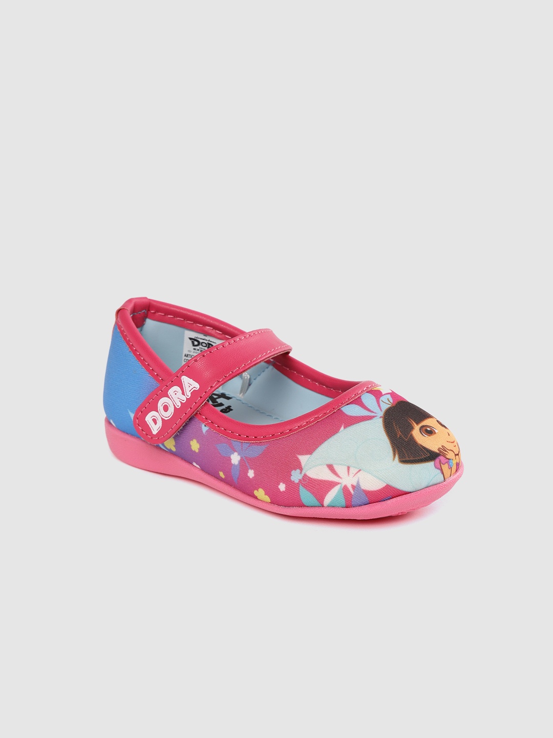 

toothless Girls Pink & Blue Printed Dora Mary Janes Ballerinas